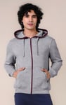 Contrast Piping Detail Zip Front Hoodie
