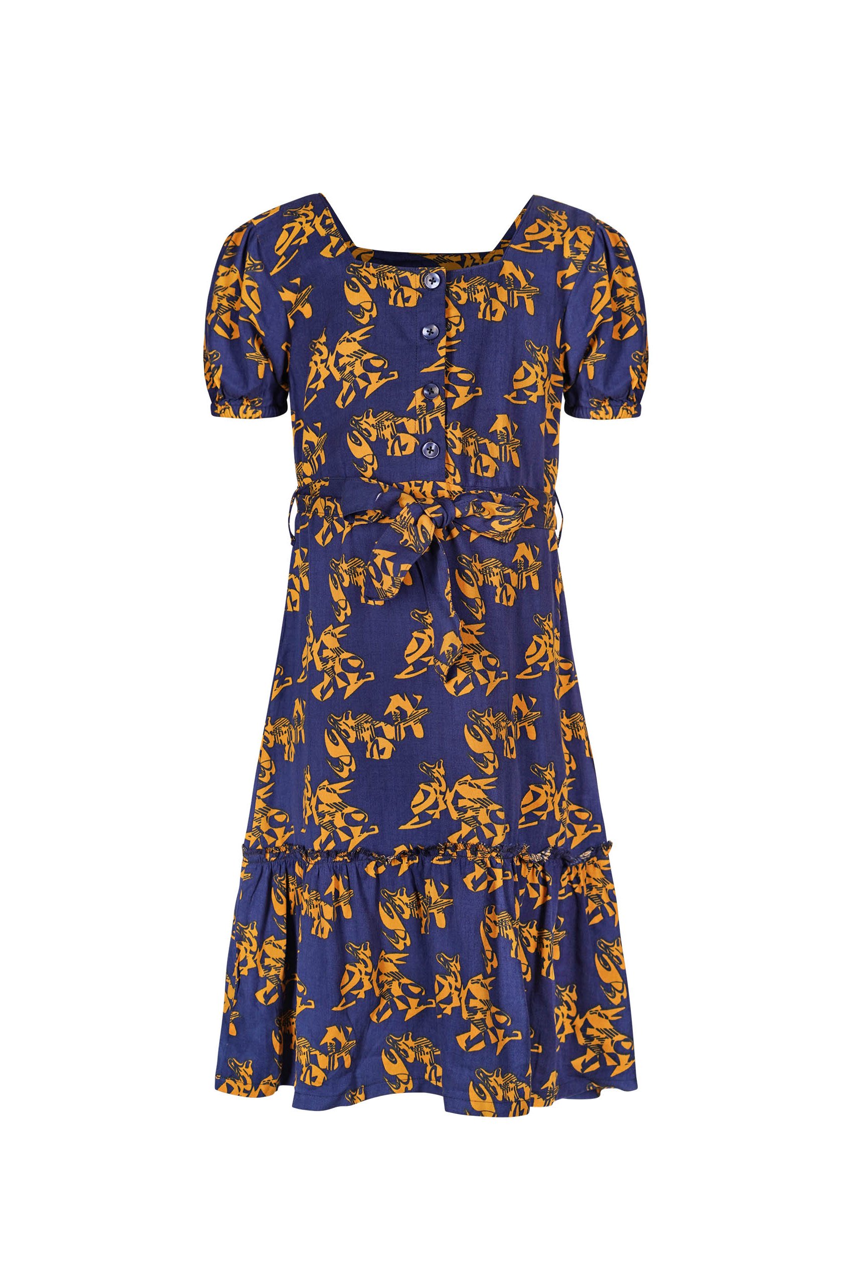 Square Neck Tiered Puff Sleeve Dress (2/3yrs-8/9yrs)