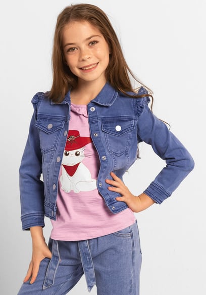 Girls Frill Shoulder Denim Jacket (2/3yrs-8/9yrs)