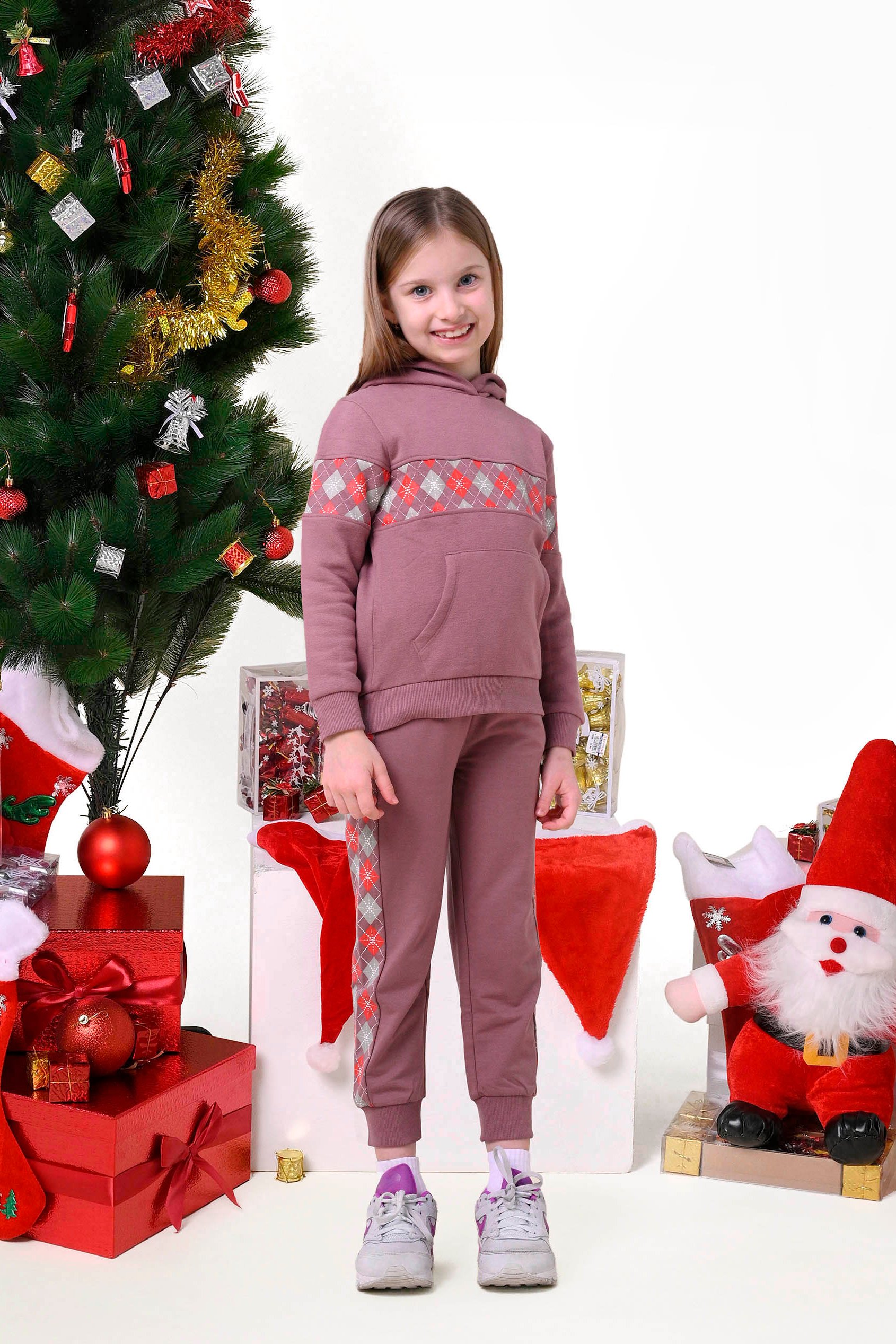 Girls Argyle Christmas Hoodie (12/18mths-7yrs)