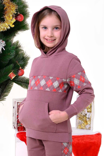 Girls Argyle Christmas Hoodie (12/18mths-7yrs)