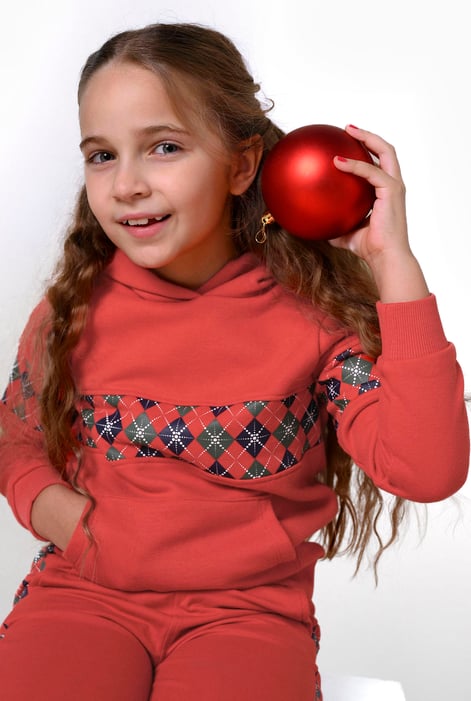 Girls Green Argyle Christmas Hoodie (12/18mths-7yrs)