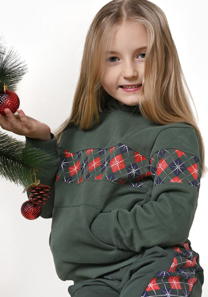Girls Argyle Christmas Hoodie (12/18mths-7yrs)