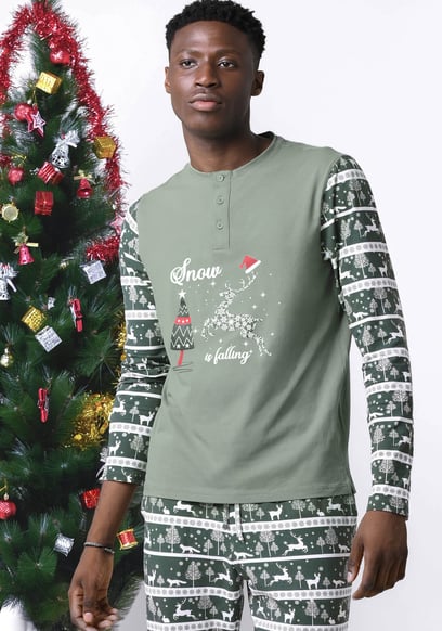 Mens Fair Isle Reindeer Print T-shirt