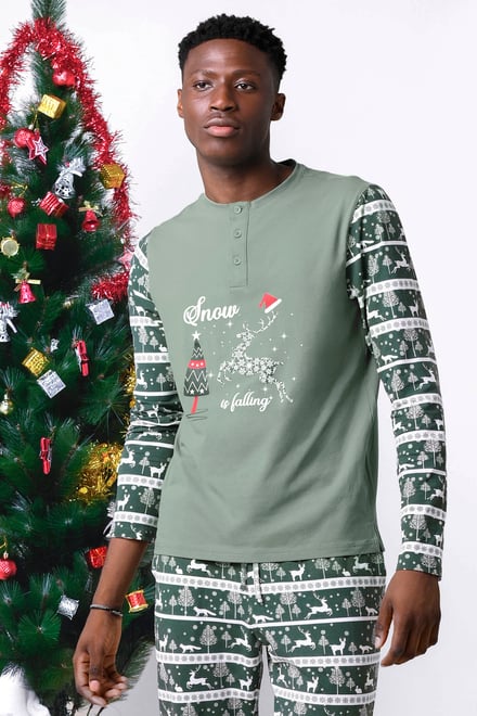 Mens Fair Isle Reindeer Print T-shirt
