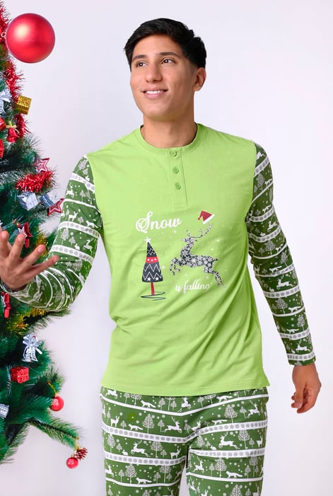Mens Aqua Fair Isle Reindeer Print T-shirt