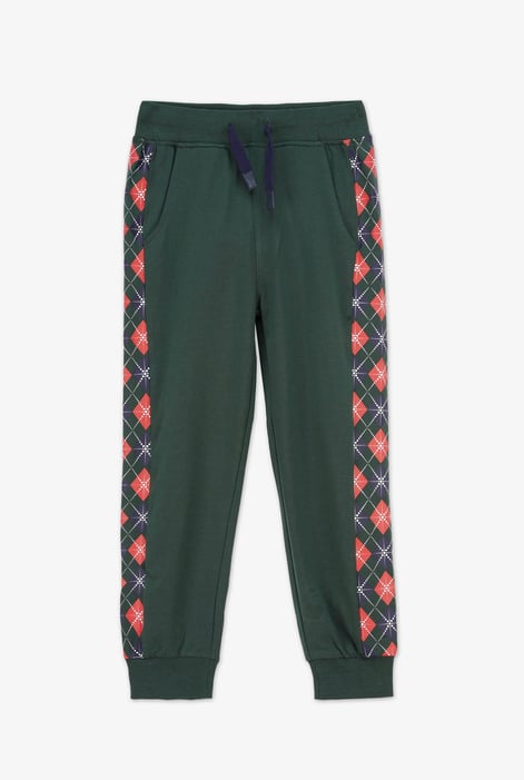 Girls Green Argyle Christmas Joggers (12/18mths-7yrs)