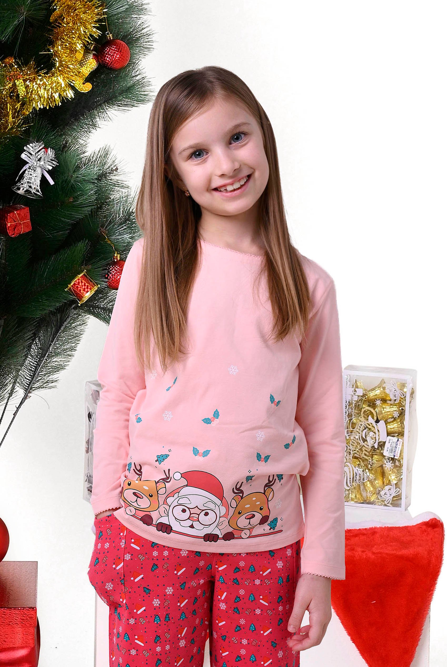 Enorsia Girls Pink Santa T-Shirt (12/18Mths-7Yrs) - Uk 12/18 Mths