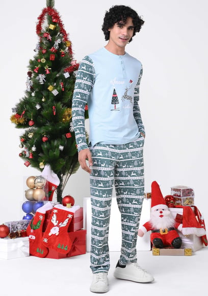 Mens Fairisle Print Christmas Pyjama Bottoms