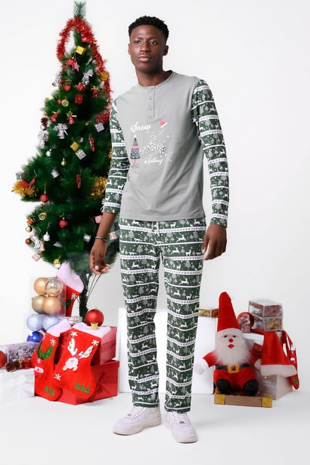 Mens Fairisle Print Christmas Pyjama Bottoms