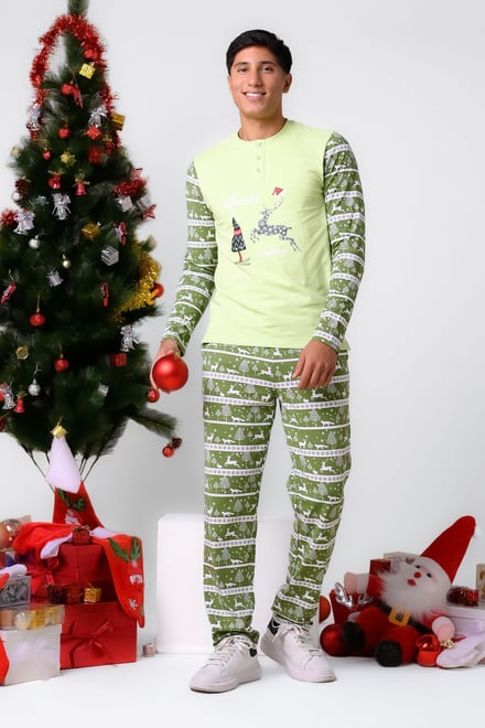 Mens Fairisle Print Christmas Pyjama Bottoms