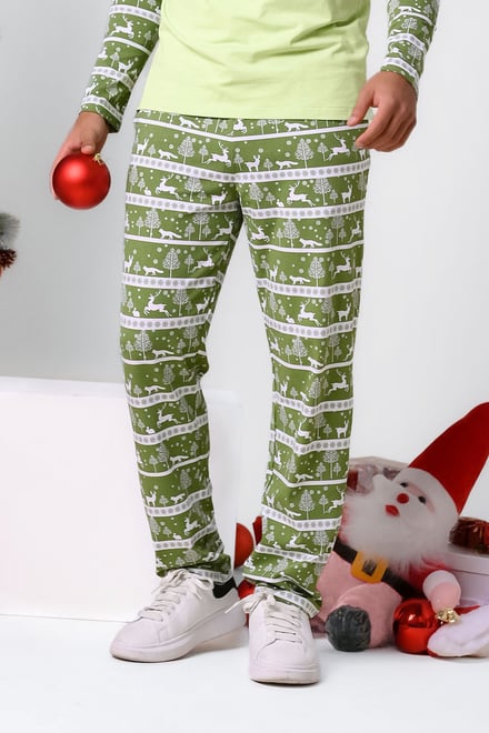 Mens Fairisle Print Christmas Pyjama Bottoms