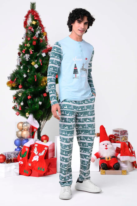 Mens Fairisle Print Christmas Pyjama Bottoms
