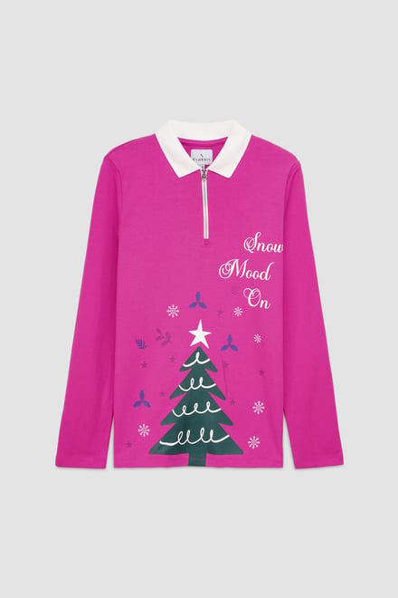 Womens Festive Half Zip Top