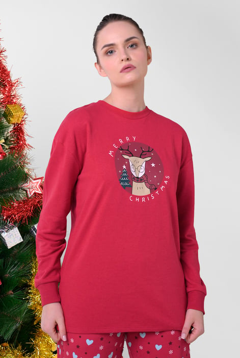 Women's Red Reindeer Christmas Sweatshirt