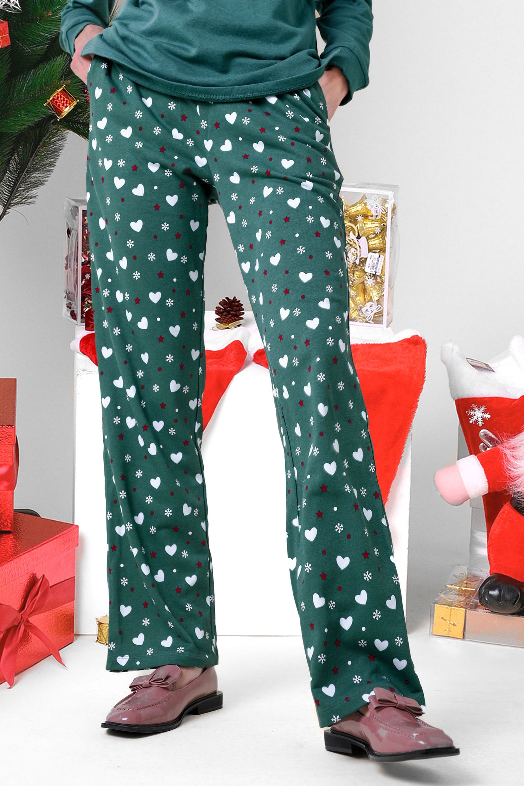 Women's Snow Heart Printed Pyjamas