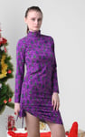 Side Tie Knot Christmas Print Bodycon Dress
