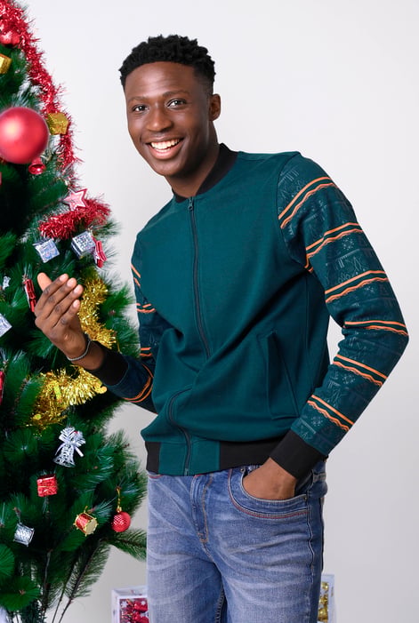 Mens Teal Zip up Bomber Jacket