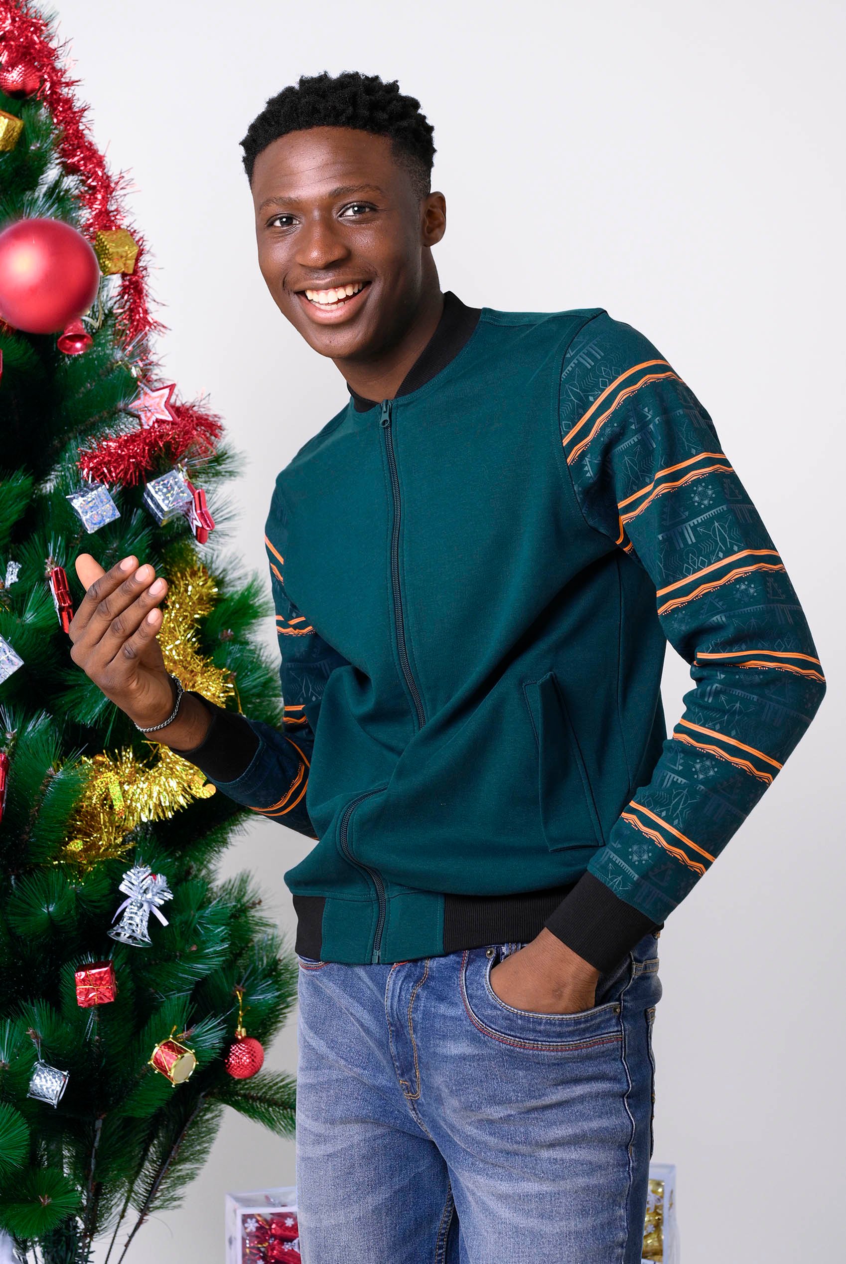 Enorsia Men's Teal Zip Up Bomber Jacket - Uk L