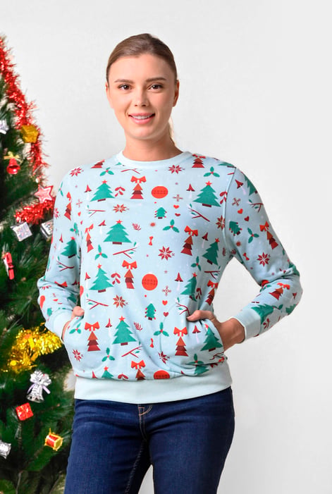 Womens Pink Christmas Print Crew Neck Sweatshirt