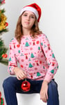Womens Christmas Print Crew Neck Sweatshirt