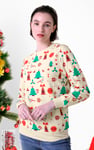 Womens Christmas Print Crew Neck Sweatshirt