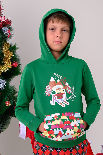 Boys Christmas Ice Skating Print Hoodie (12/18mths-7yrs)