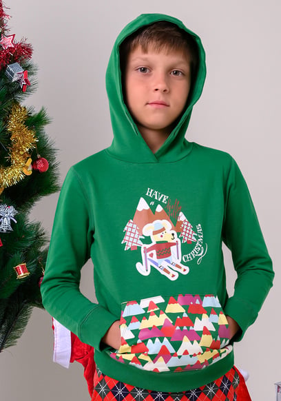 Boys Christmas Ice Skating Print Hoodie (12/18mths-7yrs)