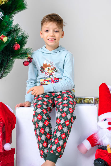 Boys Sky Christmas Ice Skating Print Hoodie (12/18mths-7yrs)