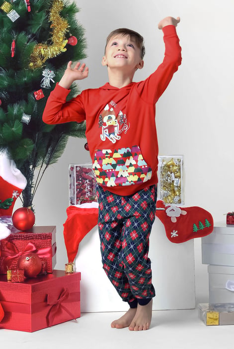 Boys Sky Christmas Ice Skating Print Hoodie (12/18mths-7yrs)