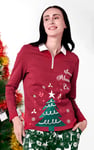 Womens Festive Half Zip Top