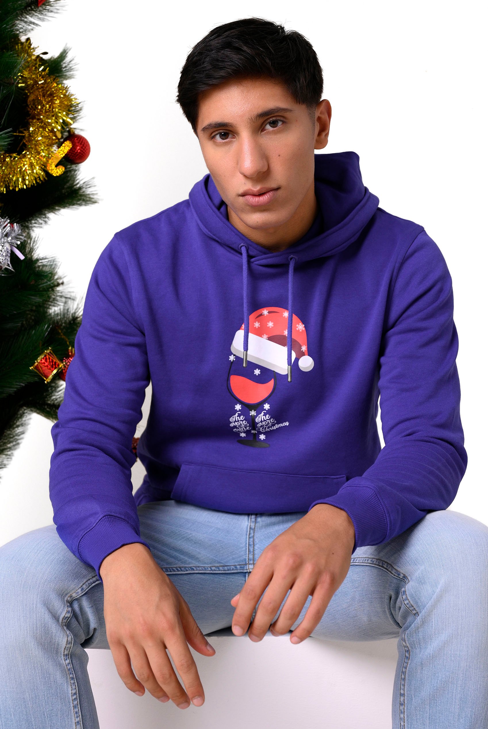 Enorsia Men's Navy Christmas Graphic Hoodie - Uk Xxl