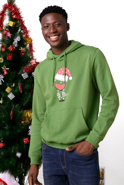 Mens Green Christmas Graphic Hoodie