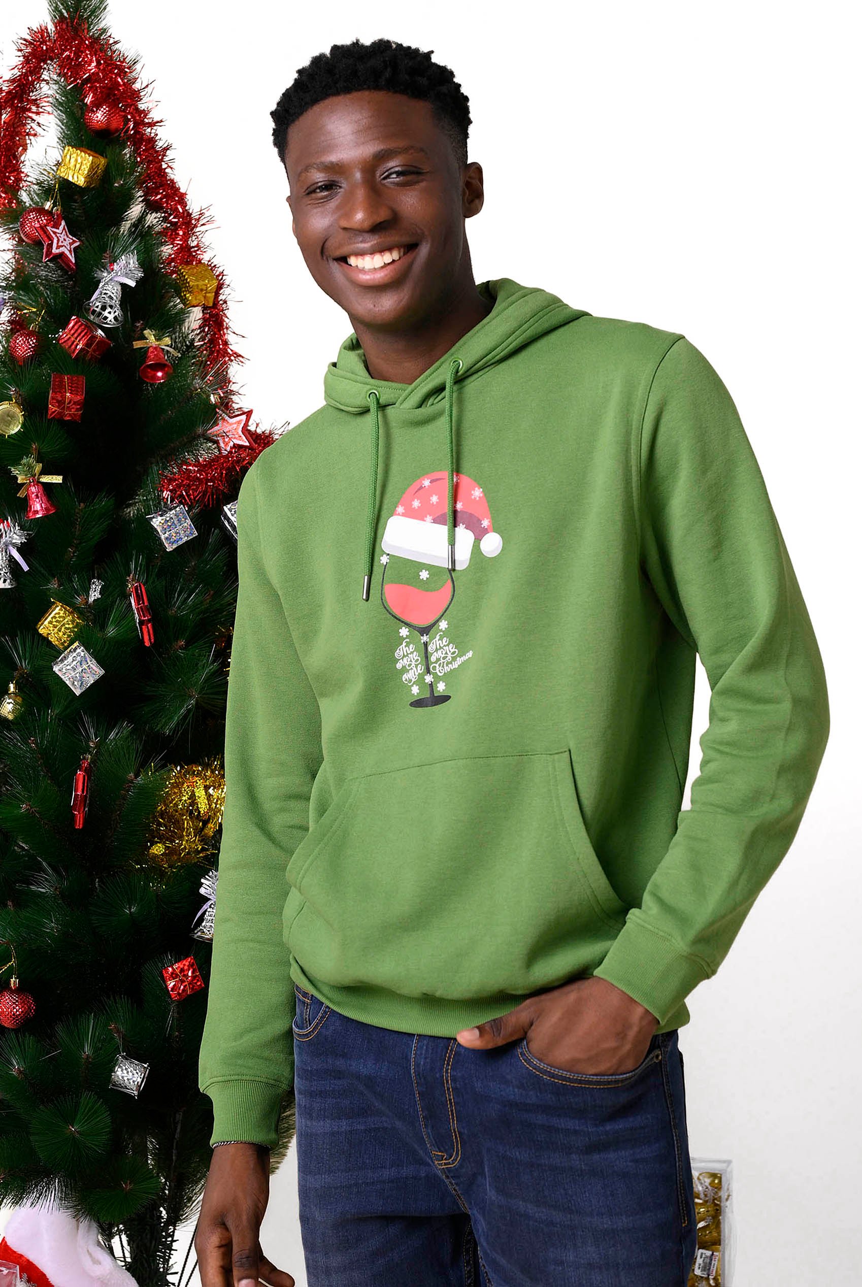 Enorsia Men's Green Christmas Graphic Hoodie - Uk Xl
