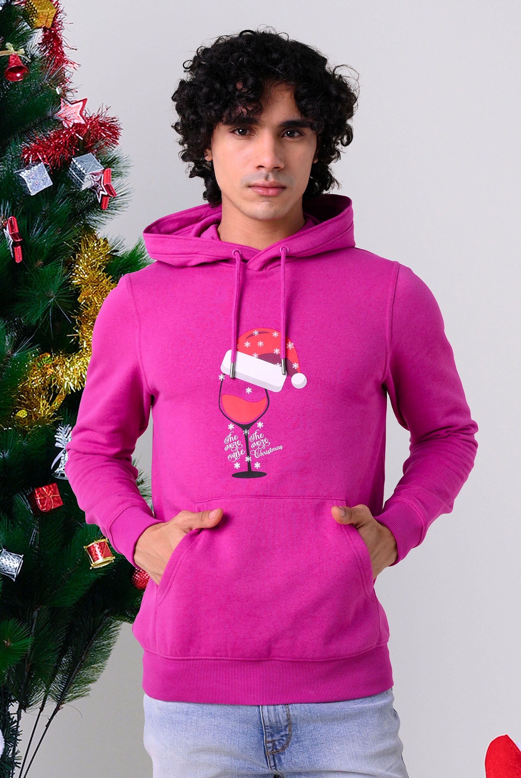 Enorsia Men's Purple Fuchsia Christmas Graphic Hoodie - Uk Xxl