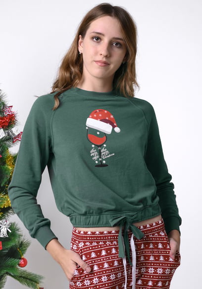 Women’s Santa Hat Tie-Front Christmas Pullover