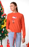 Women’s Santa Hat Tie-Front Christmas Pullover