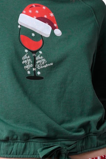 Women’s Santa Hat Tie-Front Christmas Pullover