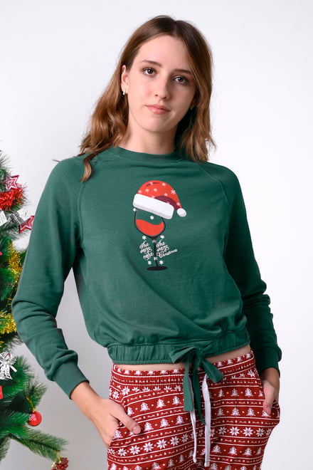 Women’s Santa Hat Tie-Front Christmas Pullover