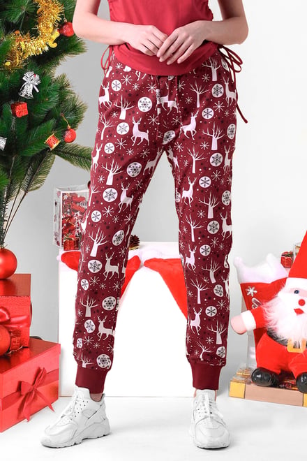 Womens Festive Print Joggers
