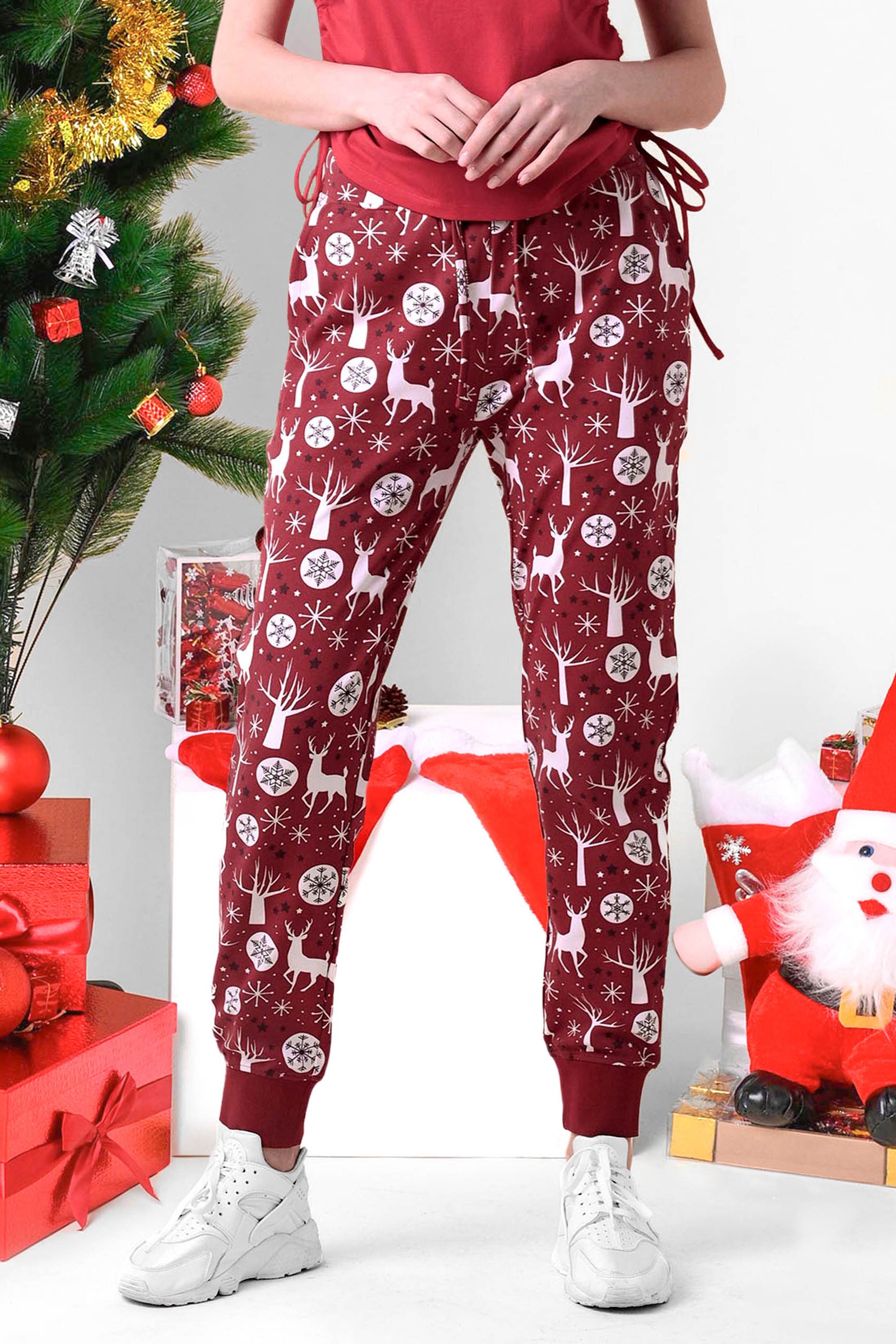 Womens Festive Print Joggers