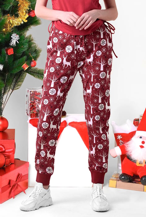 Womens Purple Festive Print Joggers