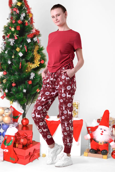 Womens Festive Print Joggers