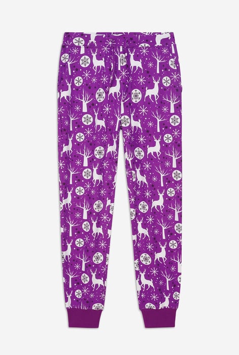Womens Purple Festive Print Joggers