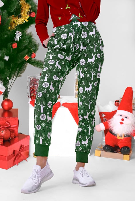 Womens Purple Festive Print Joggers