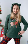 Girls Reindeer Print Christmas Hoodie (2yrs-9yrs)