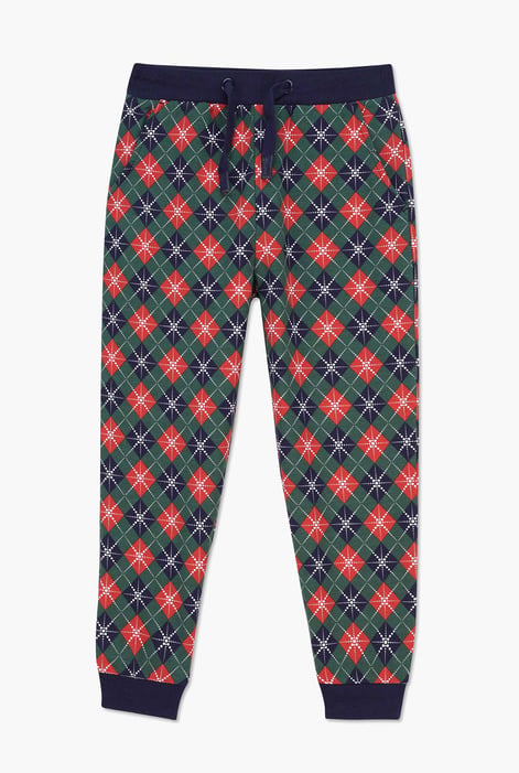 Boys Red Argyle Print Jogger (3yrs-9yrs)