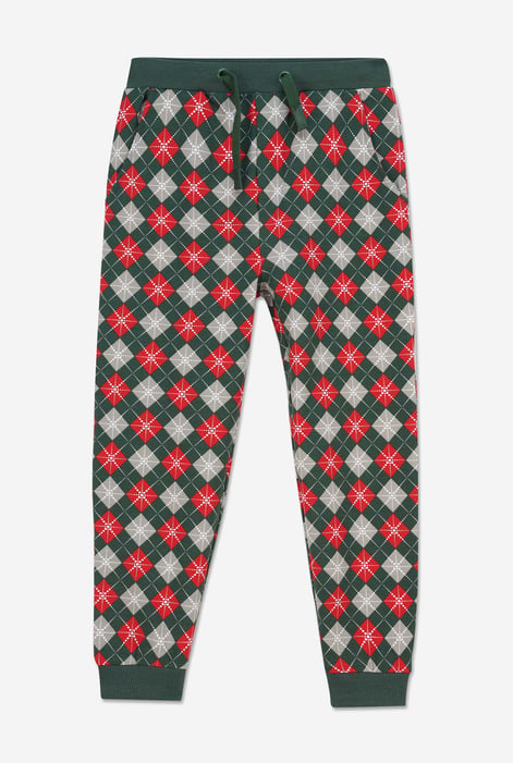 Boys Green Argyle Print Jogger (3yrs-9yrs)