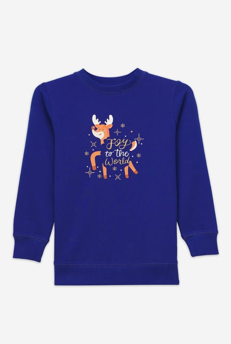 Blue Joy To The World Printed Sweatshirt (3yrs-9yrs)