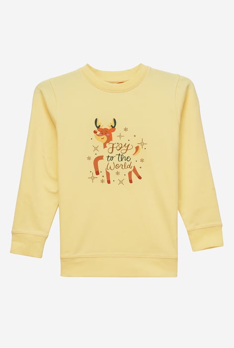 Yellow Joy To The World Printed Sweatshirt (3yrs-9yrs)